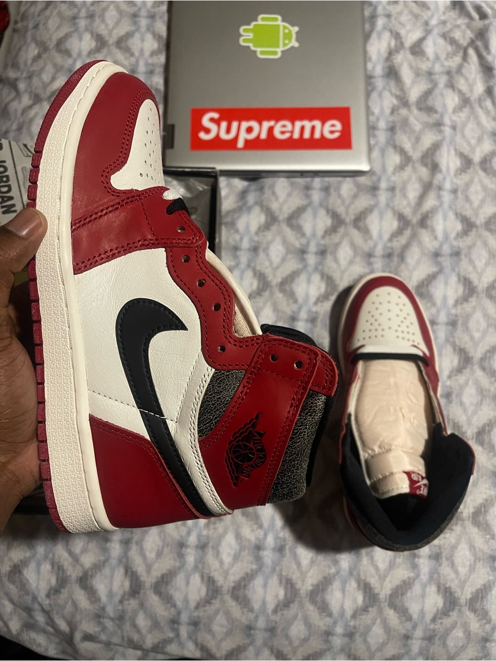 Jordan Men's Red White Black Retro High-Top Sneakers
